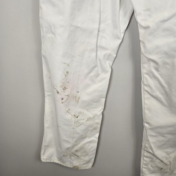 Thrashed White Painter Pant Jeans 36x32 Washed Red Dye Distressed Grunge Punk - Picture 6 of 8